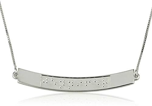 Custom Curved Bar Necklace in Braille Text