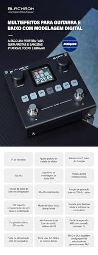 M-VAVE Pedal processador multiefeitos para guitarra, com mais de 80 efeitos embutidos, modelagem de amplificador 44,1 KHz / 24 bits 6 + 1 efeitos simultâneos, bateria recarregável integrada BLACKBOX