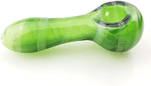 TOSST 4.4 Inch-Pipe Newest Stripe Green Glassworks Handmade Style Glass (Color As Shown)