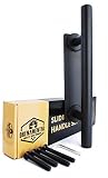 Black Barn Door Handle | Barn Door Handles | 12 Inch Sliding Barn Door Handle Set With Flush Door Pull | 60 Percent Thinner Back Plate For A True Flush Finish | Fits Barn Doors Up To 2.5 inches
