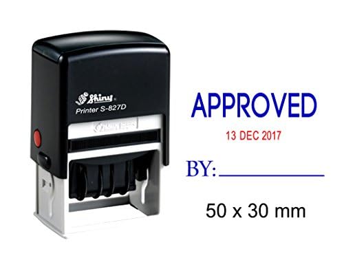 Shiny Date Stamper Self Inking with Approved by Text Ofiice Stationery Rubber Stamp S-827D