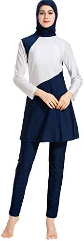 Siswong Women Modest Swimwear Islamic Swimsuits with Cap Trunks Hat Burkini Bathing Suit Swimsuit Hijab Ladies Beachwear Womens Muslim Swimming Costume Two Piece Long Sleeve Jumpsuit