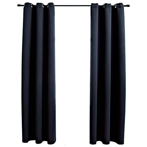 KTHLBRH Blackout Curtains for Bedroom - Thermal Insulated with Grommet Top Room Darkening Window Curtains for Living Room,Blackout Curtains with Rings 2 pcs Black 37"x63" Fabric at Amazon