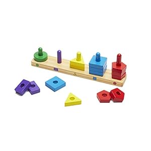 Melissa & Doug Stack and Sort Board – Wooden Educational Toy for age 2+ years With 15 Solid Wood Pieces
