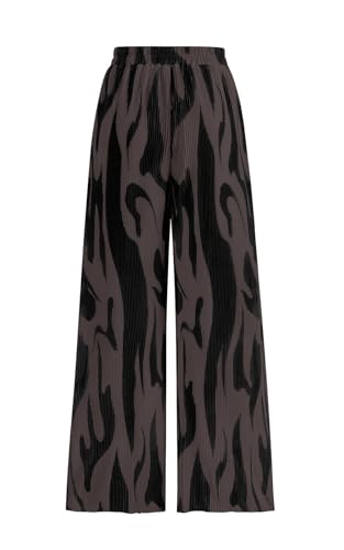 PRETTYGARDEN Womens Pants Dressy Casual Wide Leg Graphic Print Lounge Pants Women Comfy High Waist Pleated Palazzo Pants