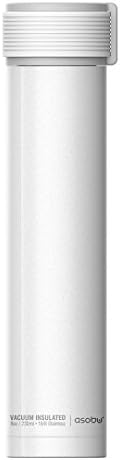 The Asobu Skinny Mini 8oz Fashion Forward Double Walled Stainless Steel Insulated Water Bottle (White)