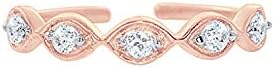 Silvernshine Jewels Women's Sim Diamond 14K White Gold PL .925 Silver Marquise-Shaped Adjustable Toe Ring