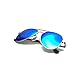 Zacway Small Polarized Spring Hinges Metal Aviator Sunglasses UV400 52mm (Silver Frame/Mirror Blue Lens, 52)