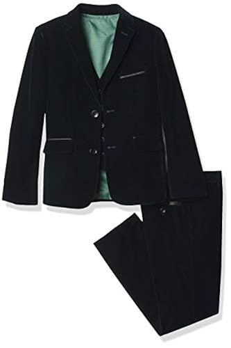 Isaac Mizrahi Boys' Slim Fit Piece Velvet Suit, Hunter Green, 12