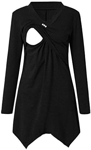 HKDGID Women Maternity Tops Pullover Long Sleece V Neck Sweatshirt Breastfeeding Tunic