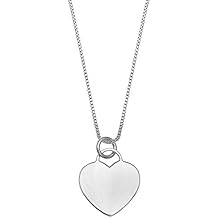 Women's Engravable 925 Sterling Silver Polished I.D. 13x16.5 Polished Heart Charm on 18