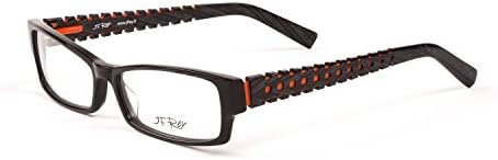 J.F. Rey Rectangular Eyeglass Frames 55mm Black/Orange
