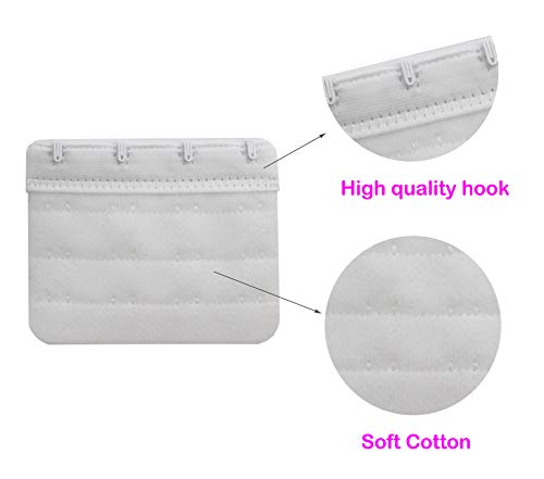 Bra Extender 4 Hooks,Soft and Comfortable Bra Strap Extender - 4 pcs Pack (White) - Thumbnail 3