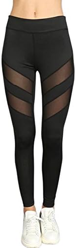Xize Mesh High Waist Workout Leggings Women Fitness Pants Quick Dry Gothic Jeggings , Black, Large