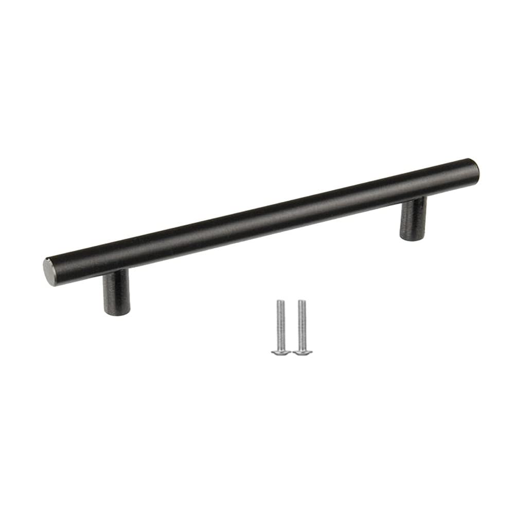 SYDARSYN Cupboard Handles, 6 Pack Black Cabinet Handles 128mm, Stainless Steel T Bar Door Handles for Wardrobe Drawer Furniture (Screws Included)