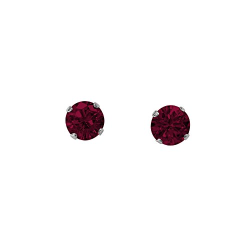 Sterling silver round red ruby cubic zirconia studs 5mm