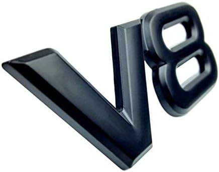 Auto Metal Alloy 3D V8 Logo Engine Displacement Car Badge Decal Chrome V8 Side Wing Emblem Sticker Car Styling,Black