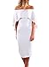 Alvaq Women Summer Sexy Off Shoulder Bodycon Club Midi Ruffle Dresses Party Cocktail Dress Medium White,White,Medium