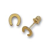 14K Gold Small Polished Lucky Horse-shoe Stud Post
