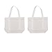 Augbunny Heavy Duty 100% Cotton Canvas Zipper Beach Shoulder Grocery Tote Bag With Outer Pocket 2-pack