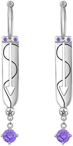 Baoleiju 925 Silver Diamond Accent Hunter Hunter Killua Arrow and Star Hoop Earrings with Jewelry Box,Hunter Hunter Earrings for Men