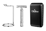 Elkaline Double Edge Butterfly Open Safety Razor Shaving Kit + 5 Razor Blades + Razor Stand + Travel Case Set - Great Gift for Men and Women