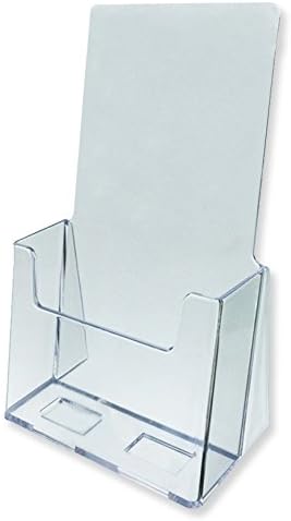 Trifold Holder Holds 4.25 Inch Wide Rack Cards Pack of 50 Brochures Pamphlets Maps Menus Organizer Countertop Clear Plastic by Marketing Holders