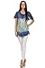 Sakkas 14783 - Dina Relaxed Fit Sequin Tie Dye Embroidery Cap Sleeves Blouse / Top - Blue / Beige - OS