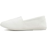 Soda OBJI ~ Women Fashion Flat Slip On Canvas Loafers Padded Gel Foam Insoles (White, Numeric_8_Point_5)