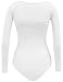 BEKDO Womens Basic Solid Long Sleeve Scoop Neck Bodysuit with Stretch-M-WHITE
