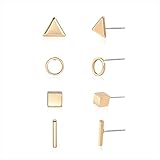 Zealmer Geometric Stud Earring Set with Triangle Circle Square and Bar Design for Girls Women