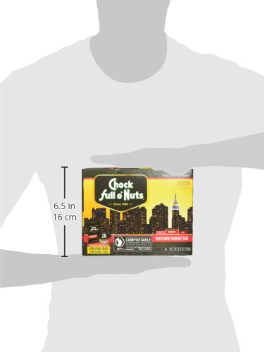 CHOCK FULL O’ NUTS MIDTOWN MANHATTAN MEDIUM ROAST, K-CUP COMPATIBLE PODS (20 COUNT) – ARABICA COFFEE IN ECO-FRIENDLY KEURIG-COMPATIBLE SINGLE SERVE CUPS