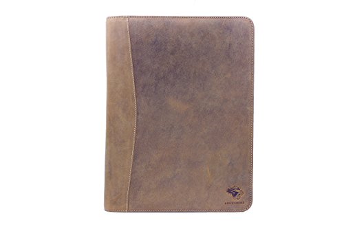 Premium Genuine Leather RFID Blocking Business Portfolio/Professional Organizer with Zipper Black by Lowenherz (14.25 x 10.75 x 1.15, Brown Crazy Horse)