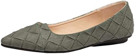 Willsego Ankle Women's Plaid Pointed-Toe Slip-on Ballet Flats (Color : Green, Size : 5 UK)