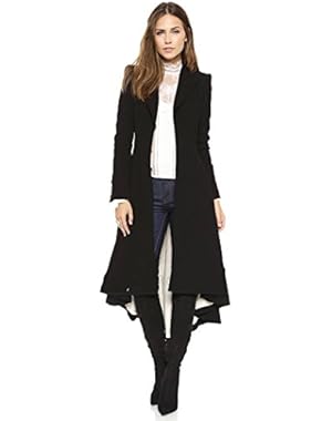 Women's Slim Long Dovetail Turn-Down Collar Trench Coat