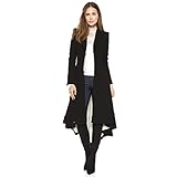 City In Left Women' s Slim Long Dovetail Turn-Down Collar Trench Coats (X-Large, Black)