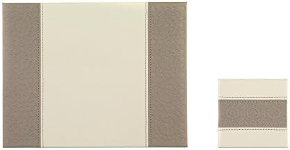 Indulje Luxury Embossed Tile Mosaic Placemat and Coaster, Faux Leather, Cream, Set of 4