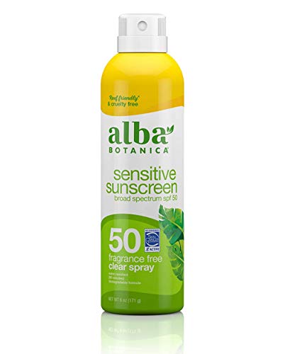 Alba Botanica Sunscreen for Face and Body, Fragrance-Free Sunscreen Spray for Sensitive Skin, Broad Spectrum SPF 50…