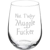 Wine Glass Goblet Gift Not Today Muggle Fcker (17 oz Stemless)