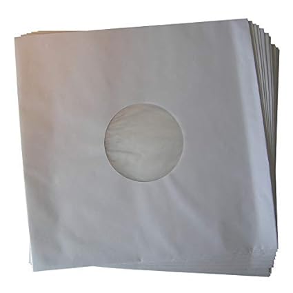 Vinylnerds LP Innenhüllen, Schallplatteninnentasche, mit Mittelloch, Weiss, gefüttert mit antistatischer Folie, 90gr, ohne Ec