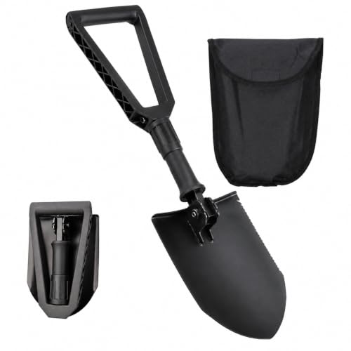 Folding Camping Shovel, Tactical Survival Tool with Pouch