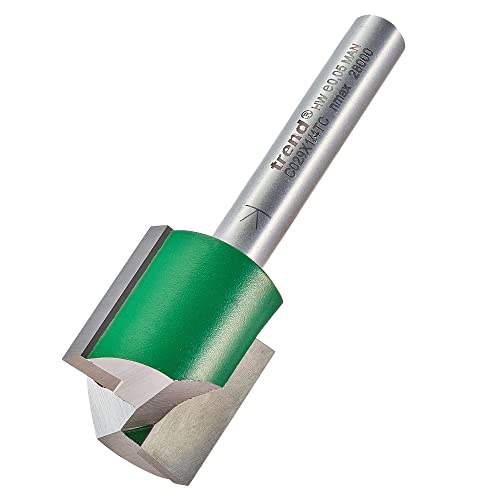 Trend CraftPro Straight Two Flute Router Cutter Bit, 1/4 Inch Shank, 19.1mm Cut Diameter & 19.1mm Cut Length, Tungsten Carbide Tipped, C029X1/4TC