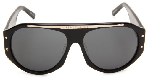 Sabre Fan Club SV72-1-1 Aviator Sunglasses,Black Gloss Frame/Grey Lens,One Size