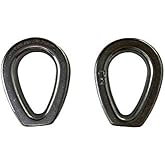 US STAINLESS 2 Pieces Stainless Steel 316 1/8" (3mm) Wire Rope Thimble Casting with Closed End Marine Grade for Rope Size 1/8"