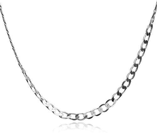 Sterling Silver Flat Curb Chain Necklace 20"
