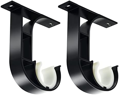 4pcs Stainless Steel Black Ceiling Curtain Pole Holders Brackets Wall Mounted Curtain Rod Bracket For Bathroom Closet 16mm