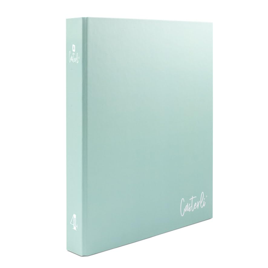 Casterli 72890 - Basic 4 Ring Binder, Matte Lined Lid, Size 320 x 275 x 40 mm, Assorted Colours, 30 mm Rings (Light Green)