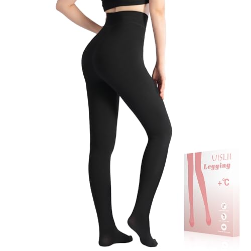 UISLII Opaque Fleece Lined Tights for Women(Black,M-Plus) at Amazon
