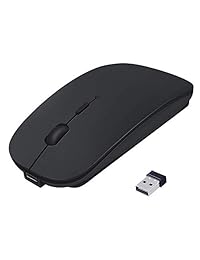 Ratón inalámbrico Vegkey recargable 2,4 G delgado silencioso clic silencioso ratón óptico con receptor USB compatible para portátil, PC, ordenador portátil, MacBook