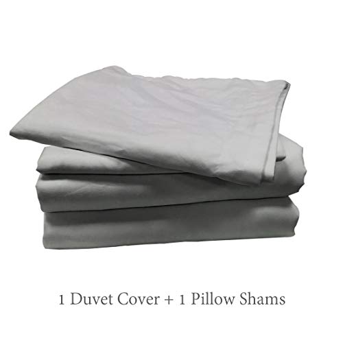 INGALIK Bedding 3 Piece Duvet Cover Set Twin Size with Zipper Closure Ultra Soft Breathable 100% Washed Microfiber Hotel Luxury Solid Color Collection 3pc (1 Duvet Cover + 1 Pillow Shams) Grey - Thumbnail 4